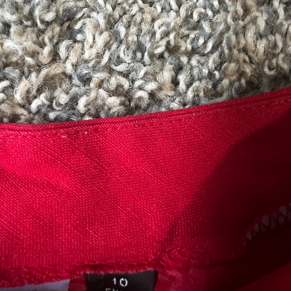 Tahari Vibrant Vintage Red Wide Leg Linen Pants - Picture 8 of 10